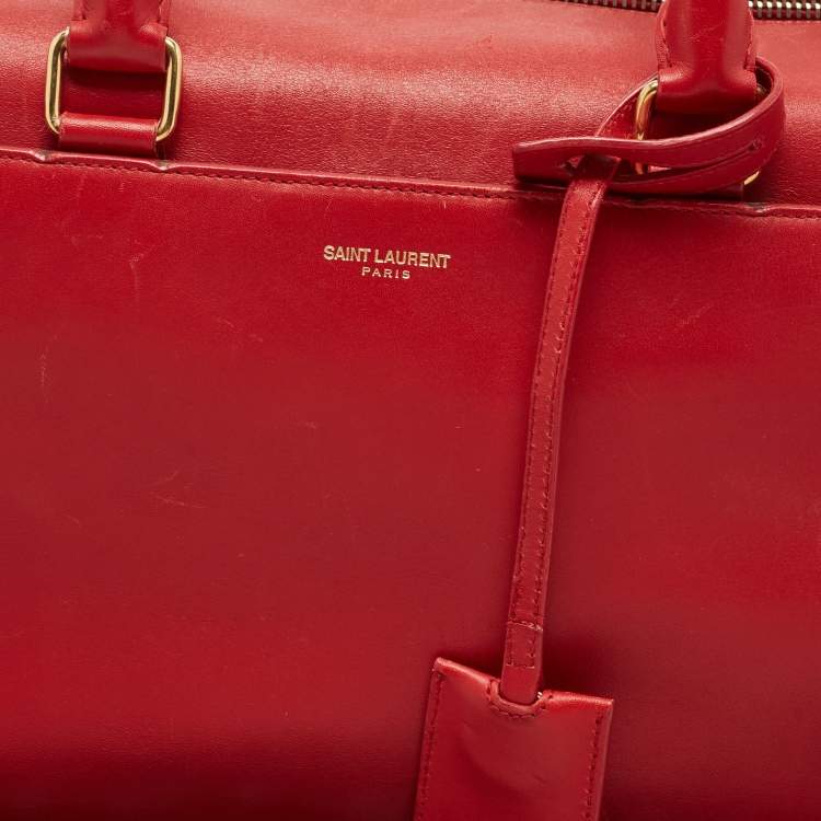Pre Owned Saint Laurent Red Leather Classic 6 Duffle Bag