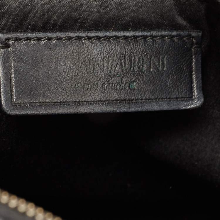 Pre Owned Saint Laurent Black/Brown Leopard Print Calfhair and Leather Muse Satchel