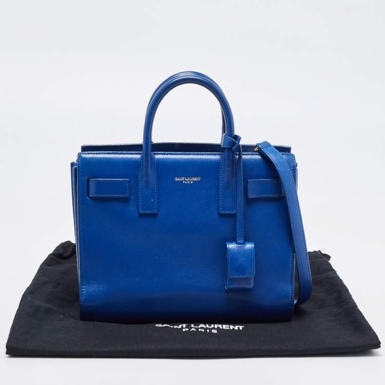 Pre Owned Saint Laurent Blue Leather Nano Classic Sac De Jour Tote