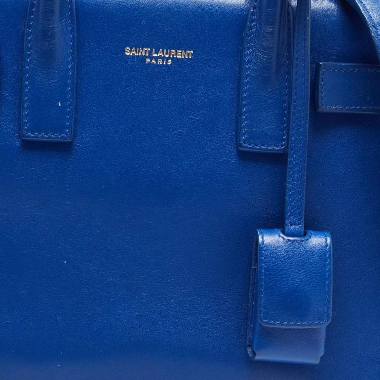 Pre Owned Saint Laurent Blue Leather Nano Classic Sac De Jour Tote