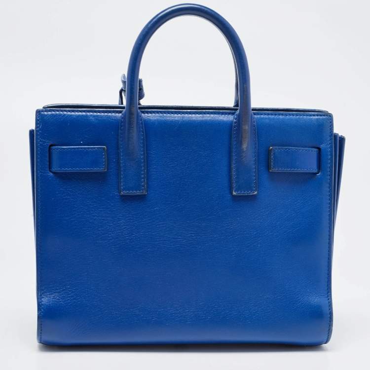 Pre Owned Saint Laurent Blue Leather Nano Classic Sac De Jour Tote