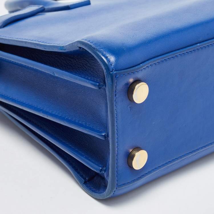 Pre Owned Saint Laurent Blue Leather Nano Classic Sac De Jour Tote