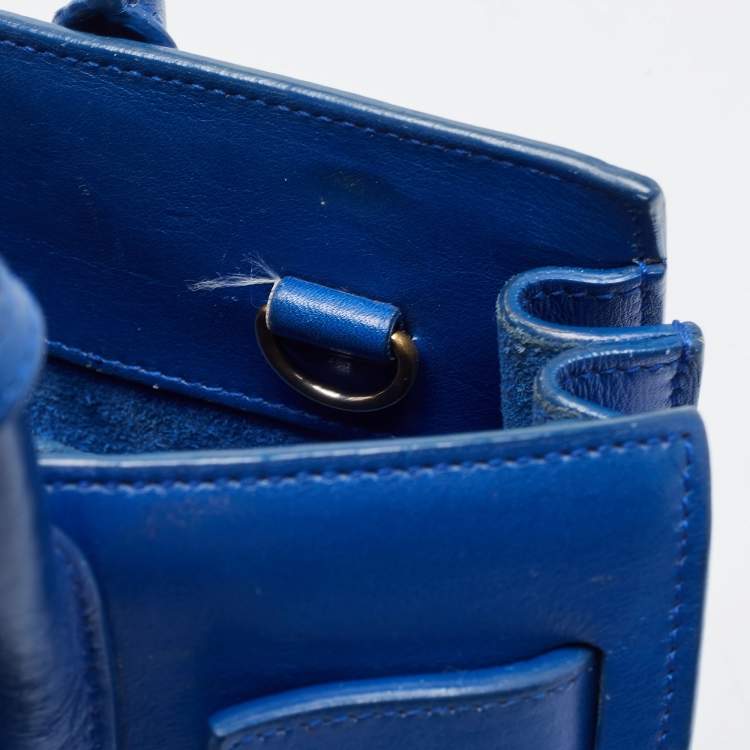 Pre Owned Saint Laurent Blue Leather Nano Classic Sac De Jour Tote