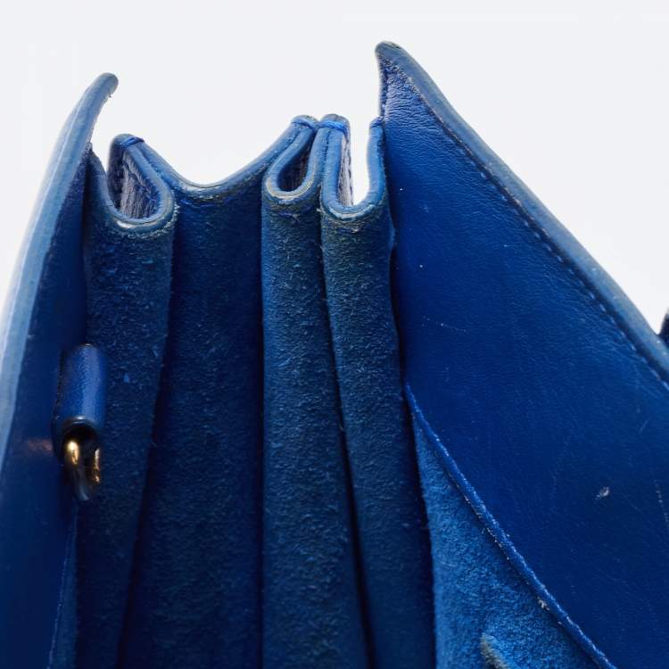 Pre Owned Saint Laurent Blue Leather Nano Classic Sac De Jour Tote
