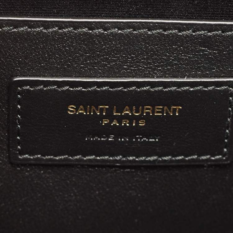 Pre Owned Saint Laurent Black Croc Embossed Leather Manhattan Shoulder Bag