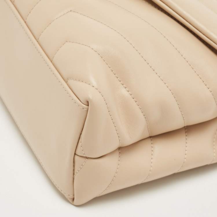 Pre Owned Saint Laurent Beige Leather Small Loulou Shoulder Bag