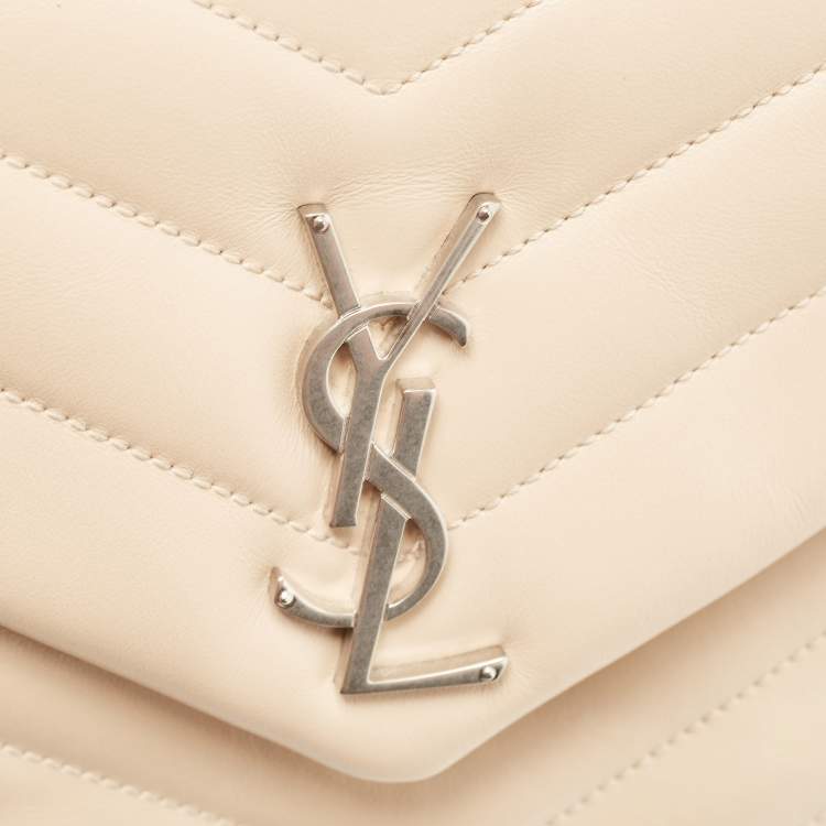 Pre Owned Saint Laurent Beige Leather Small Loulou Shoulder Bag