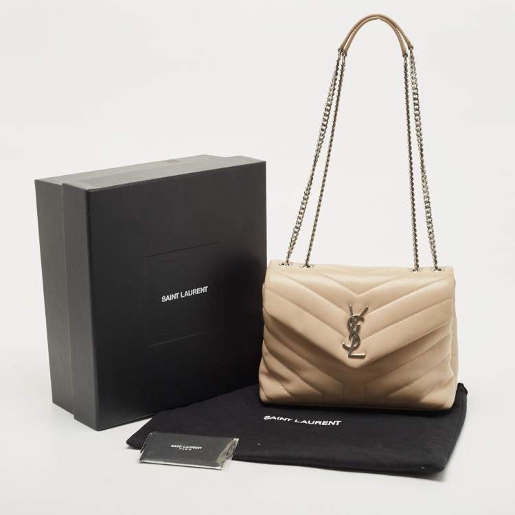 Pre Owned Saint Laurent Beige Leather Small Loulou Shoulder Bag
