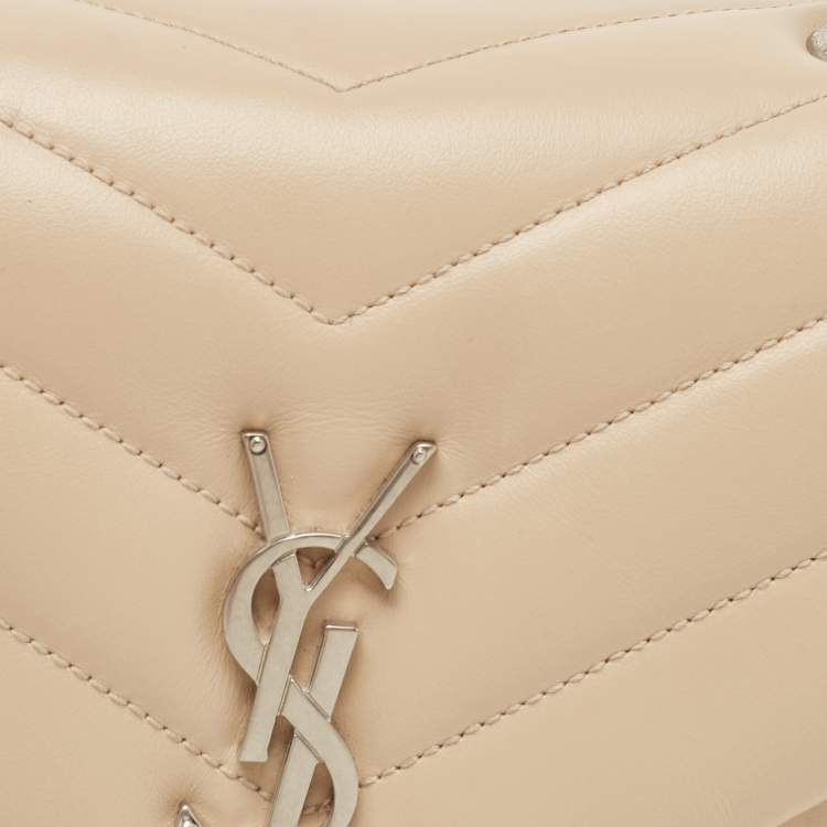 Pre Owned Saint Laurent Beige Leather Small Loulou Shoulder Bag