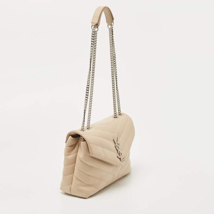 Pre Owned Saint Laurent Beige Leather Small Loulou Shoulder Bag