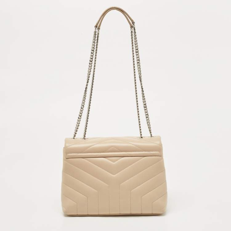 Pre Owned Saint Laurent Beige Leather Small Loulou Shoulder Bag