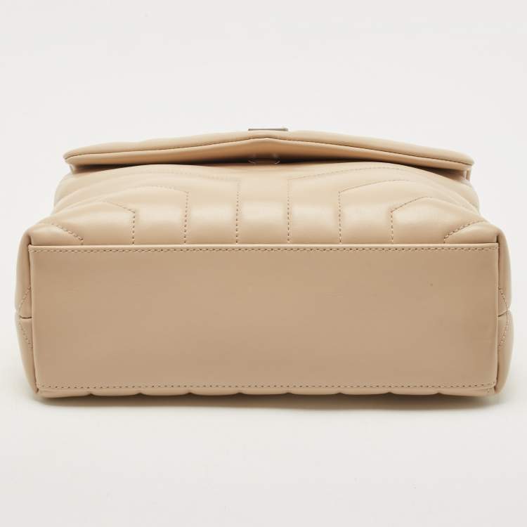 Pre Owned Saint Laurent Beige Leather Small Loulou Shoulder Bag