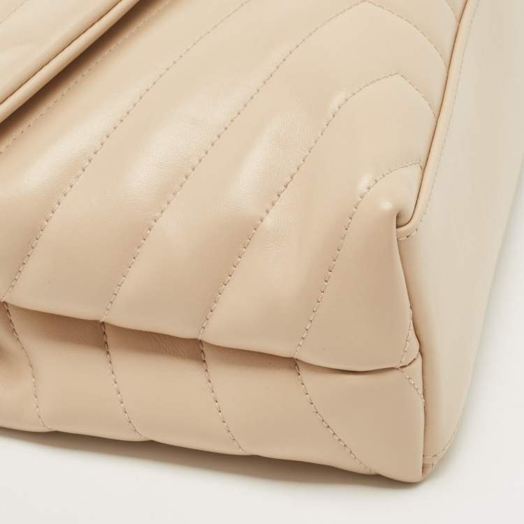 Pre Owned Saint Laurent Beige Leather Small Loulou Shoulder Bag