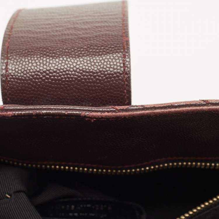 Pre Owned Saint Laurent Burgundy Chevron Leather Cassandre Chain Tote