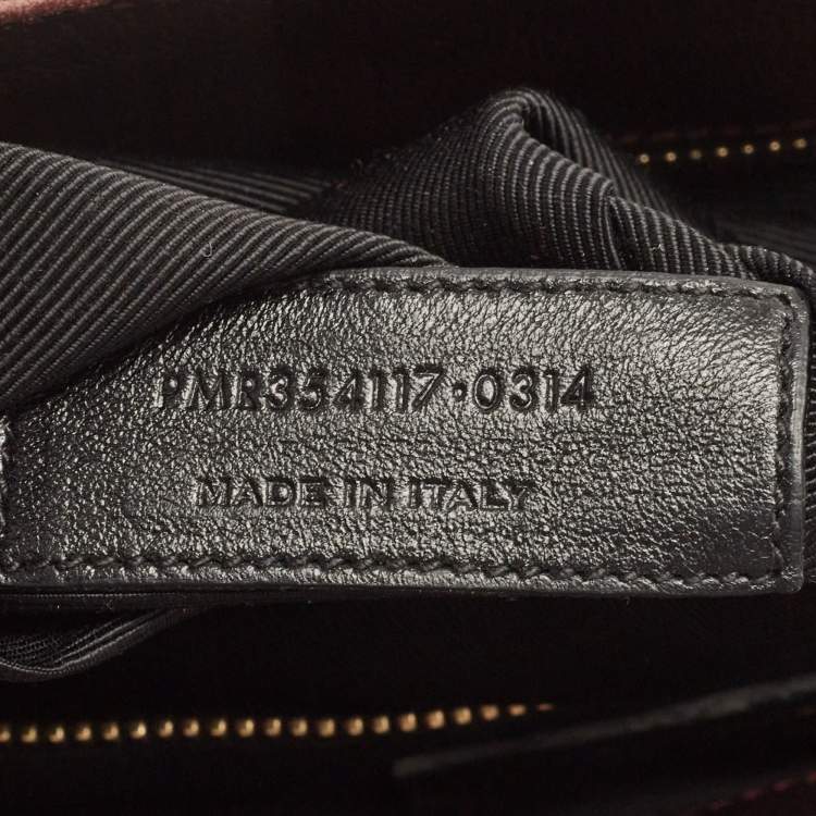 Pre Owned Saint Laurent Burgundy Chevron Leather Cassandre Chain Tote