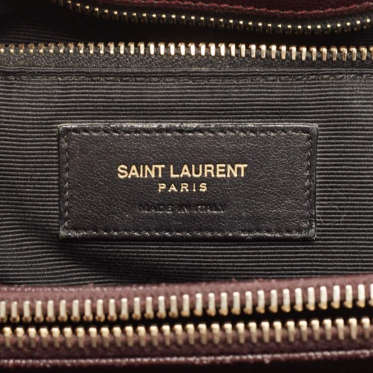 Pre Owned Saint Laurent Burgundy Chevron Leather Cassandre Chain Tote