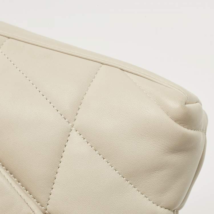 Pre Owned Saint Laurent White Quilted Leather Mini Puffer Toy Flap Bag