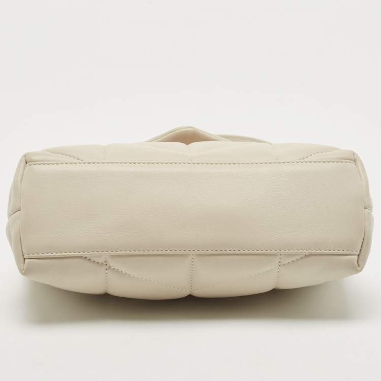 Pre Owned Saint Laurent White Quilted Leather Mini Puffer Toy Flap Bag