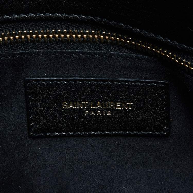Pre Owned Saint Laurent Off White/Black Leather Small Classic Sac De Jour Tote