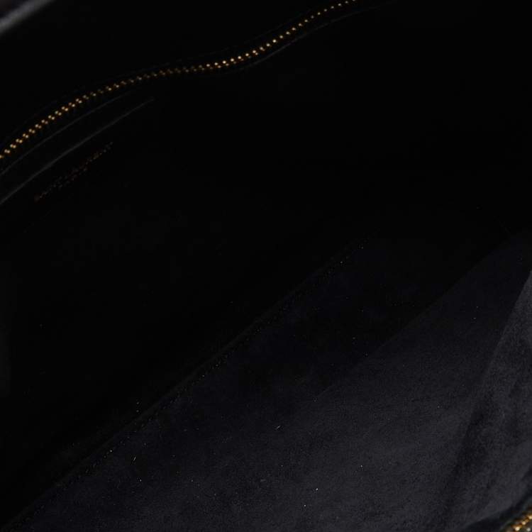 Pre Owned Saint Laurent Off White/Black Leather Small Classic Sac De Jour Tote