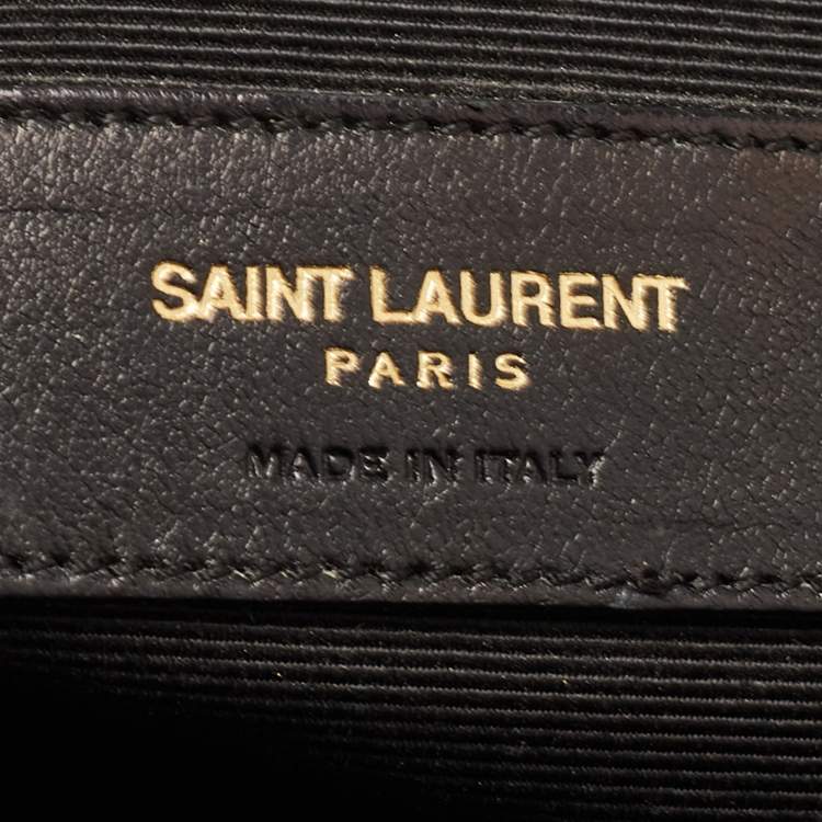 Pre Owned Saint Laurent Burgundy Chevron Leather Classic Monogram Shopping Tote