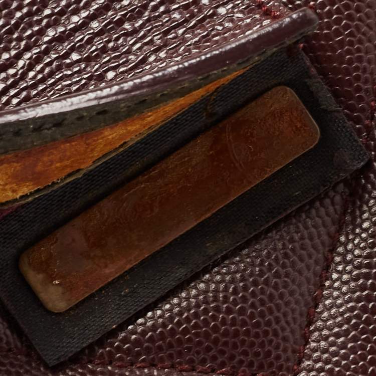 Pre Owned Saint Laurent Burgundy Chevron Leather Classic Monogram Shopping Tote