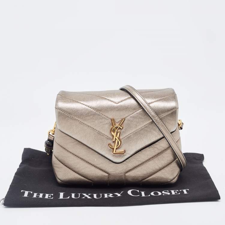 Pre Owned Saint Laurent Metallic Matelassé Leather Toy Loulou Crossbody Bag