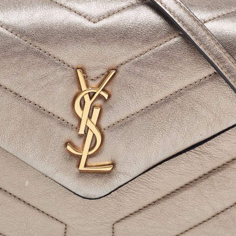 Pre Owned Saint Laurent Metallic Matelassé Leather Toy Loulou Crossbody Bag
