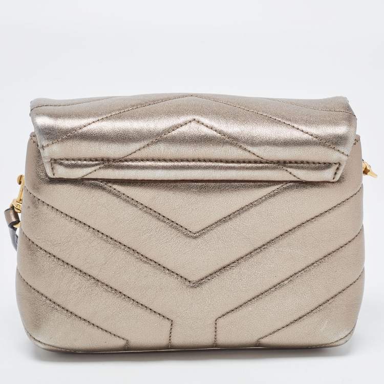 Pre Owned Saint Laurent Metallic Matelassé Leather Toy Loulou Crossbody Bag