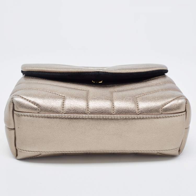 Pre Owned Saint Laurent Metallic Matelassé Leather Toy Loulou Crossbody Bag