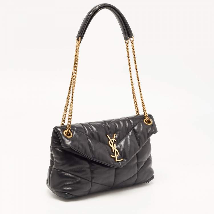 Pre Owned Saint Laurent Black Quilted Leather Small Loulou Puffer Shoulder Bag