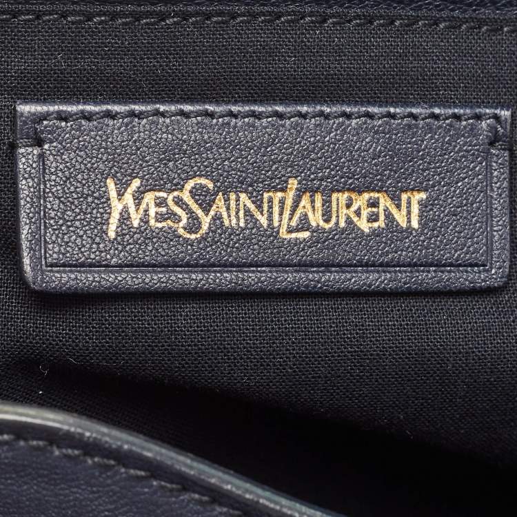 Pre Owned Saint Laurent Navy Blue Leather Large Cabas Chyc Tote