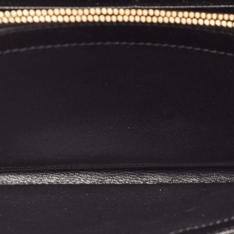 Pre Owned Saint Laurent Black Mix Matelassé Leather Monogram Envelope Wallet on Chain