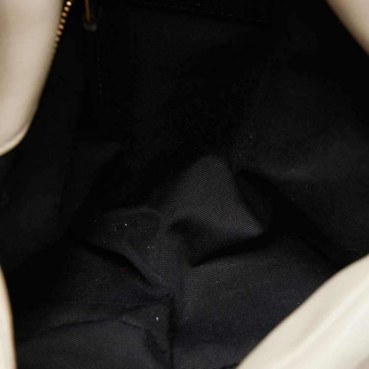Pre Owned Saint Laurent White Leather Small Puffer Chain Shoulder Bag
