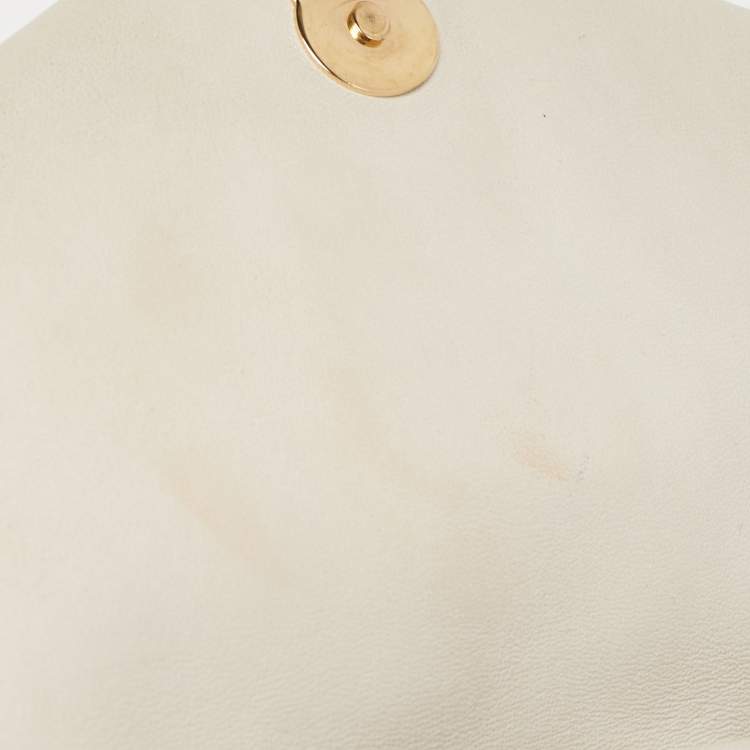 Pre Owned Saint Laurent White Leather Small Puffer Chain Shoulder Bag
