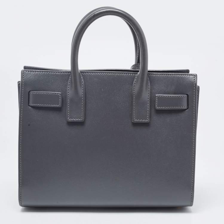 Pre Owned Saint Laurent Grey Leather Nano Classic Sac De Jour Tote