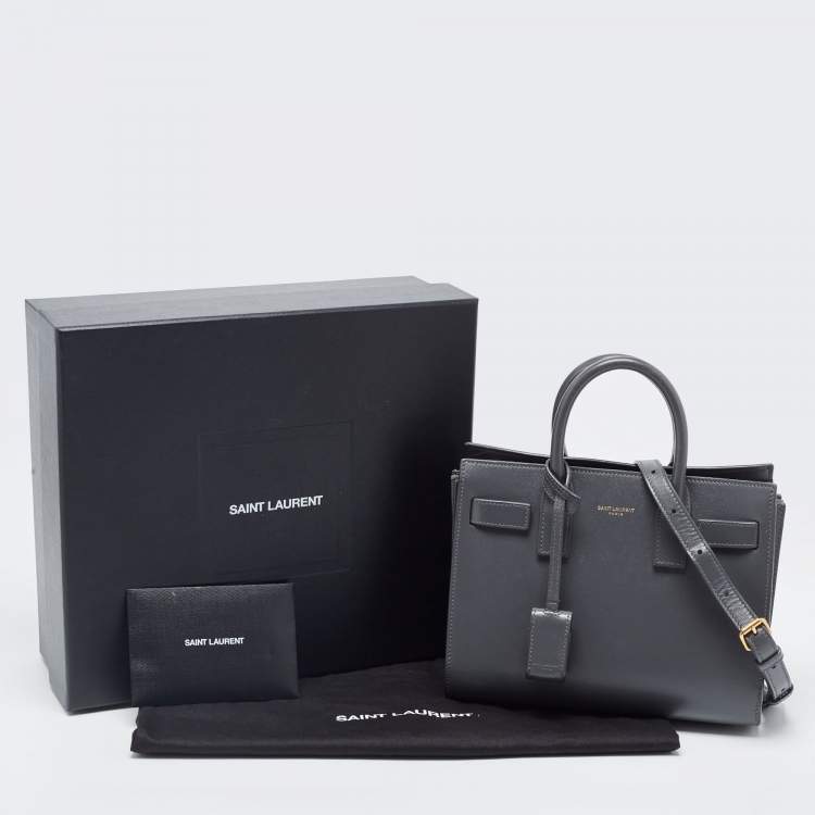 Pre Owned Saint Laurent Grey Leather Nano Classic Sac De Jour Tote