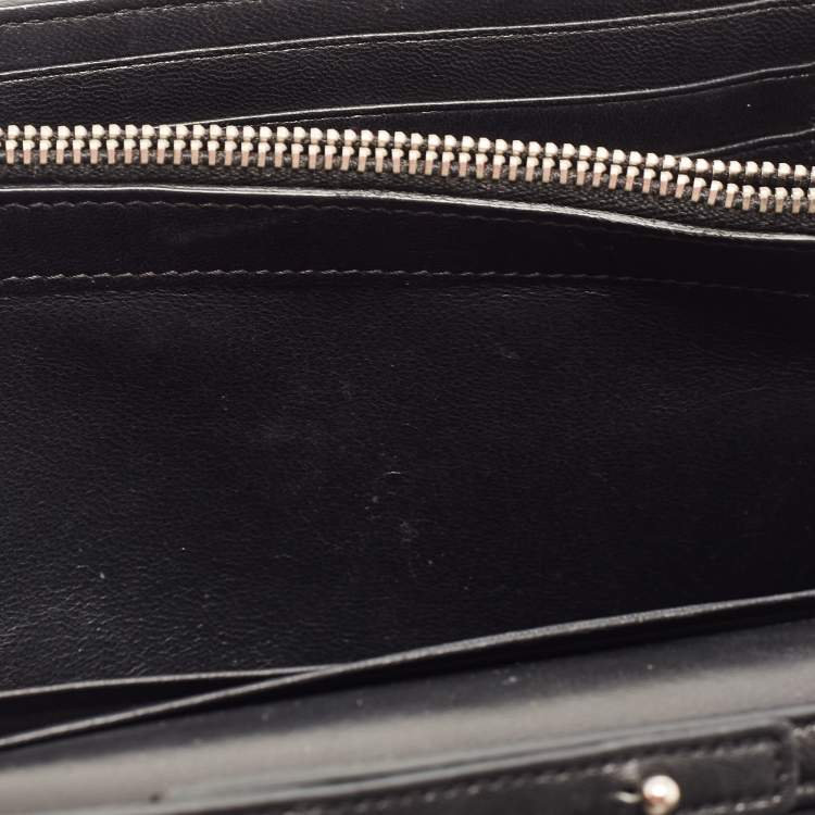 Pre Owned Saint Laurent Black Croc Embossed Leather Kate Clutch