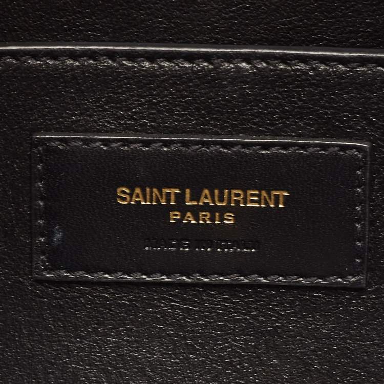 مملوكة مسبقًا Saint Laurent Black Quilted Satin Monogram Shoulder Bag