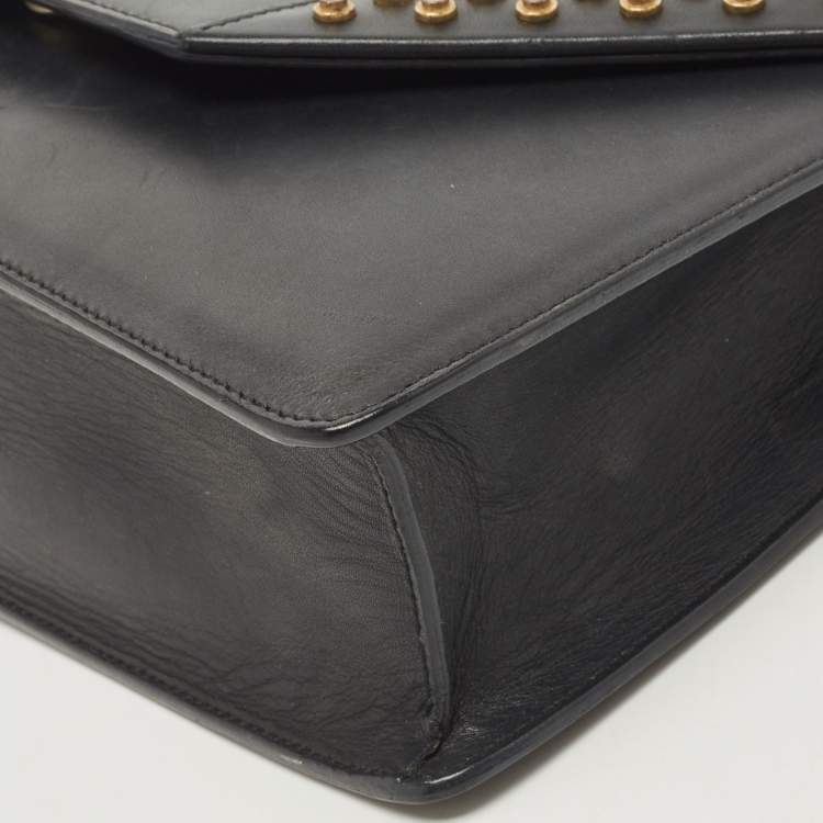 Pre Owned Saint Laurent Black Leather Studded Betty Shoulder Bag