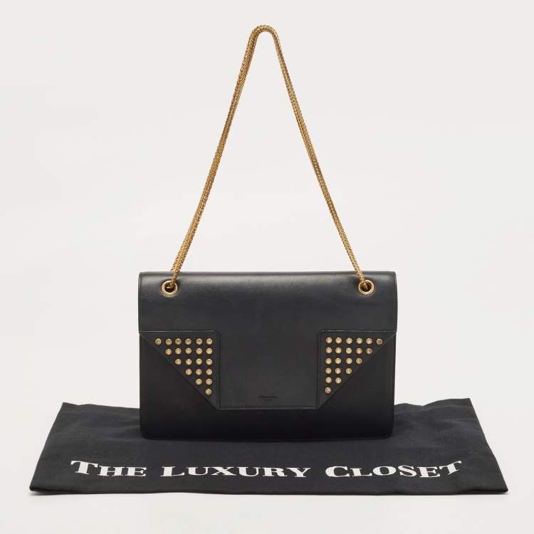 Pre Owned Saint Laurent Black Leather Studded Betty Shoulder Bag