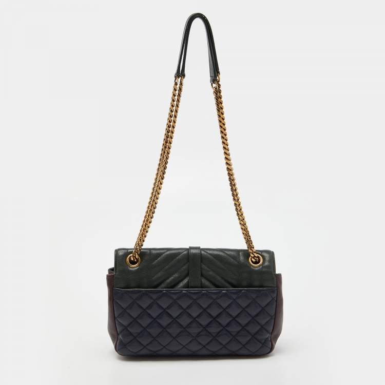 مملوكة مسبقًا Saint Laurent Tri Color Matelasse Leather Envelope Shoulder Bag