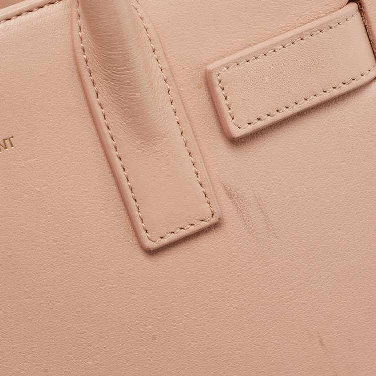 Pre Owned Saint Laurent Pale Pink Leather Nano Classic Sac De Jour Tote