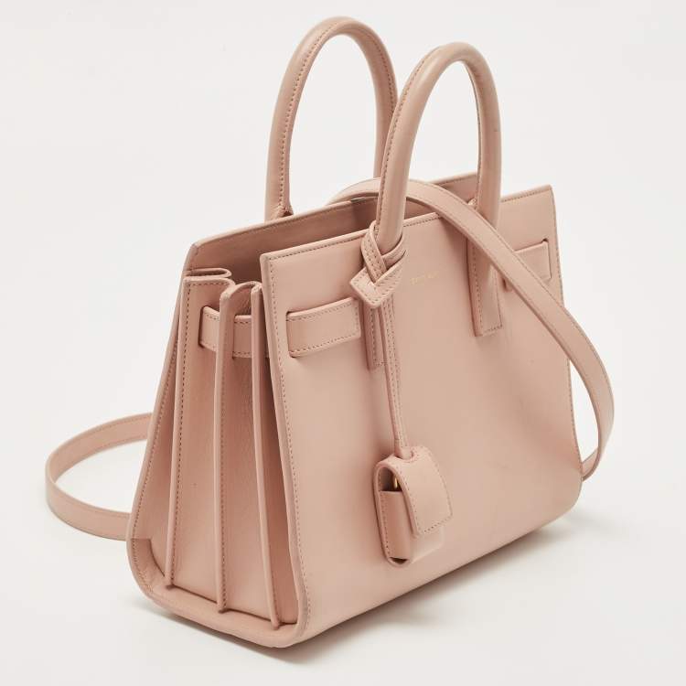 Pre Owned Saint Laurent Pale Pink Leather Nano Classic Sac De Jour Tote