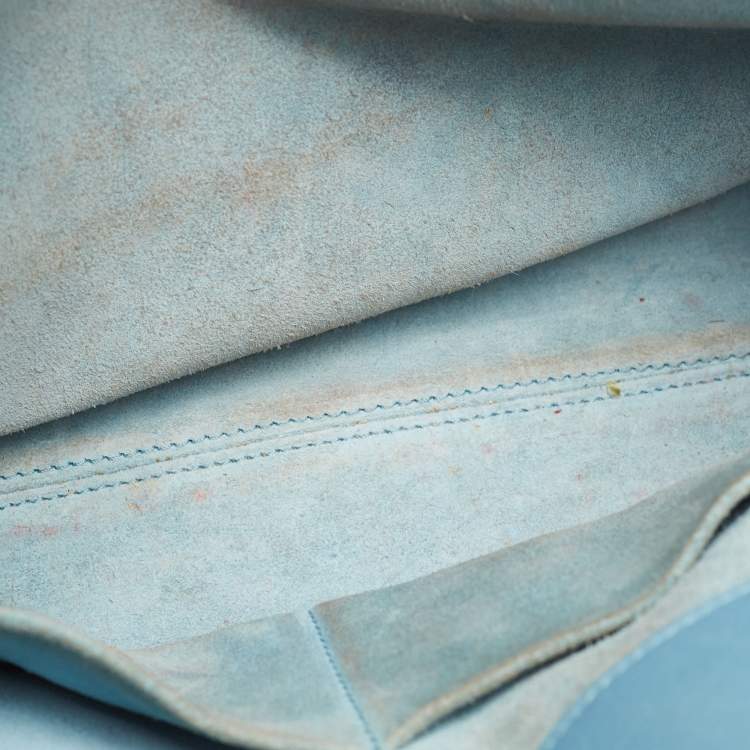 Pre Owned Saint Laurent Light Blue Leather Small Classic Sac De Jour Tote