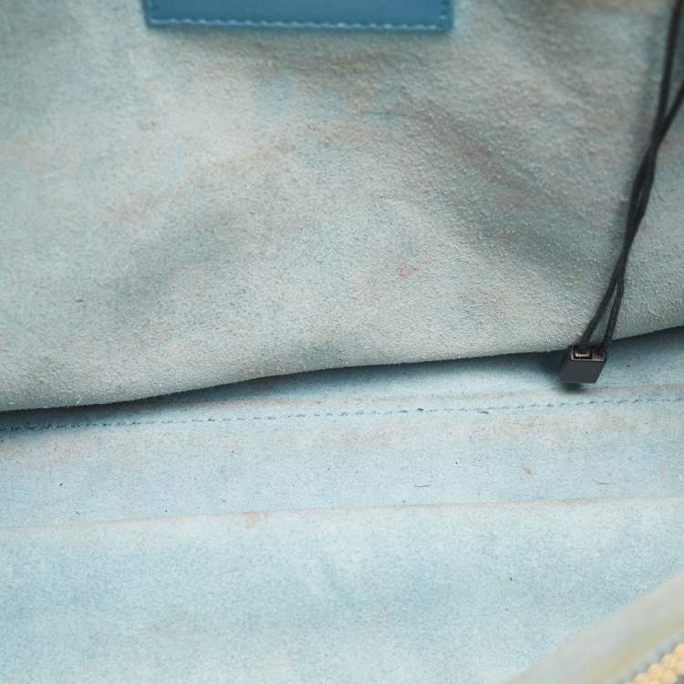 Pre Owned Saint Laurent Light Blue Leather Small Classic Sac De Jour Tote