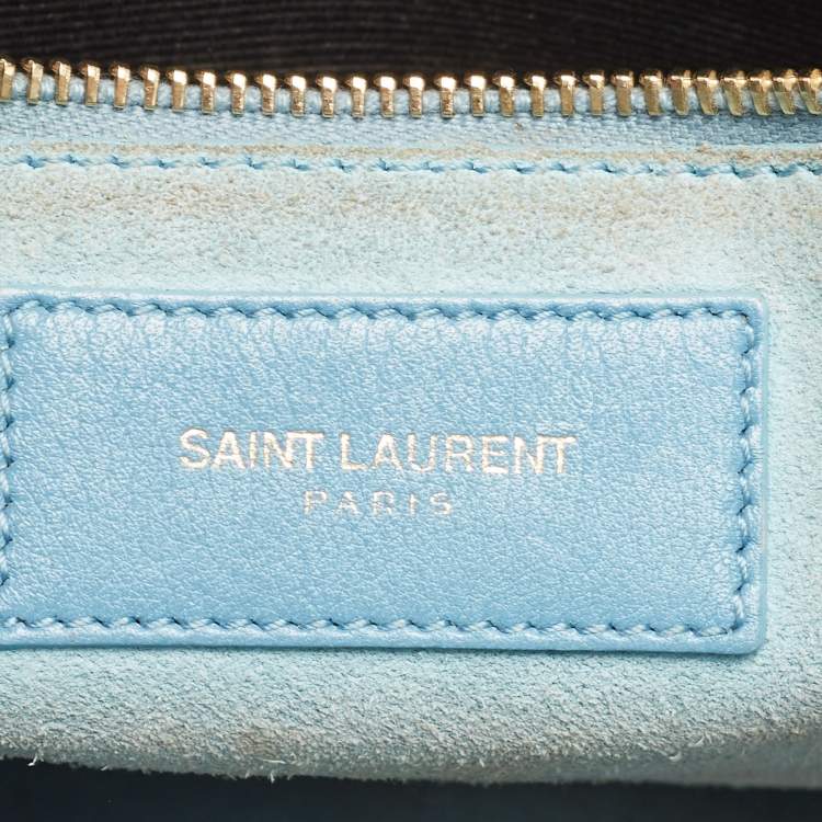 Pre Owned Saint Laurent Light Blue Leather Small Classic Sac De Jour Tote