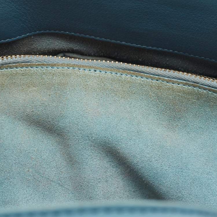 Pre Owned Saint Laurent Light Blue Leather Small Classic Sac De Jour Tote
