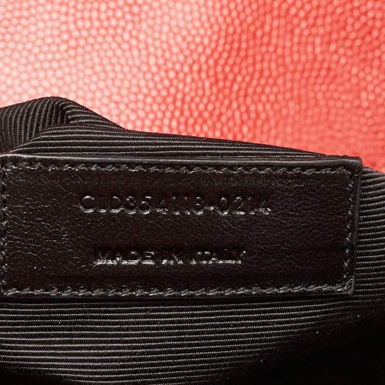 Pre Owned Saint Laurent Red Matelassé Leather Large Monogram Envelope Shoulder Bag