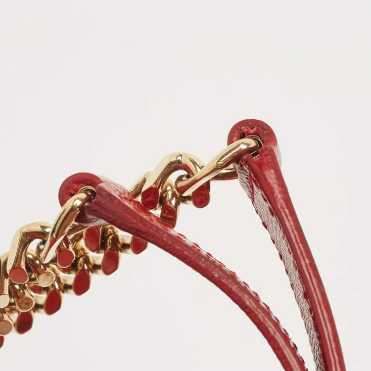 Pre Owned Saint Laurent Red Matelassé Leather Large Monogram Envelope Shoulder Bag